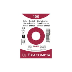 Paquet 100 fiches sous film - bristol dots non perforé - 74x105mm - Blanc - x 40 - Exacompta