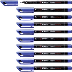 Lot de 10 marqueurs permanents pointe fine 0,4 mm - STABILO - OHPen - Bleu