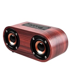 Enceinte Bluetooth Double Cornes en Bois Classique Puissance 3W Autonomie 4-8h Rouge YONIS