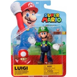 Luigi avec super champignon : figurine super mario 11 cm - figurine nintendo articule - jakks