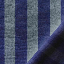 Tissu Micro Eponge Bambou à rayures Baltique et Indigo