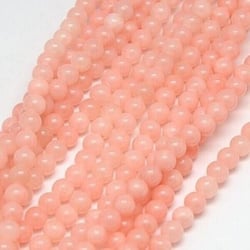 Fil 65 perles ronde jade naturelle teintée fabrication bijoux 6 / 6.5 mm ORANGE