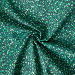 Tissu Voile de Coton digital imprimé fleurs miniatures vert clair et vert moyen sur fond Vert sapin
