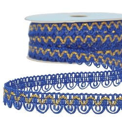 Bobine 25m Galon robe fil métallisé Bleu roy 14mm