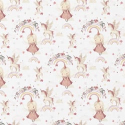 Tissu Coton imprimé digital LittleBird Linette sur fond Blanc