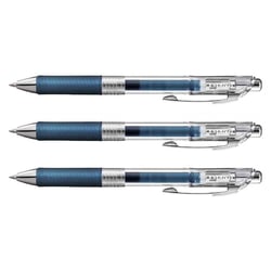 Lot de 3 Stylos roller encre gel rétractable EnerGel Pure BL77 Pointe 0,7 mm bleu nuit