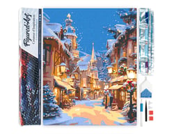 Diamond Painting Broderie Diamant Figured’Art 40x50cm toile entière roulée avec diamants carrés - Village Illuminé de Noël