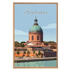 Tableau mural encadré illustration dôme de Toulouse 65x97 cm