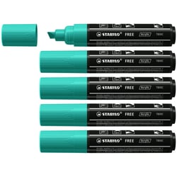Lot de 5 marqueurs peinture acrylique pointe large biseautée - STABILO FREE acrylic T800C - Vert turquoise