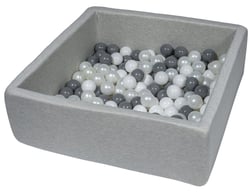 Piscine à balles pour enfant, 90x90 cm, Aire de jeu + 150 balles blanc, perle, gris - Velinda