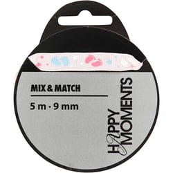 Ruban décoratif, L : 9 mm, rose, 5 m/ 1 rouleau