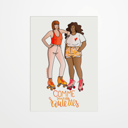 Carte postale - La Renarde Bouclée - Roller girls - 14,8 x 10,5 cm - Made in France