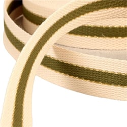 Sangle 3 bandes fil métal 100 % coton 30mm kaki au mètre