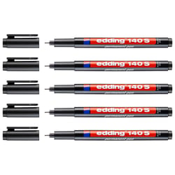 Lot de 5 marqueurs permanents - EDDING - Pointe extra fine 0,3 mm - Noir