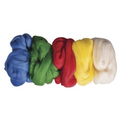 Laine vierge Laine cardée , couleurs de base, 5 couleurs à 25g, sachet 125g