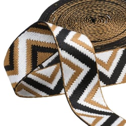 Bobine 14,5m sangle ethnique 38mm beige/noir