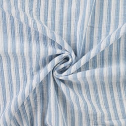 Tissu Double gaze de Coton Double face Rayures Bleues sur fond Blanc