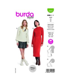 Patron Burda 5859-Robe & tee-shirt taille n°FR 36-46