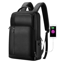 Sac À Dos Ordinateur En Cuir Véritable Grande Capacité Anti-Vol Confortable Noir YONIS