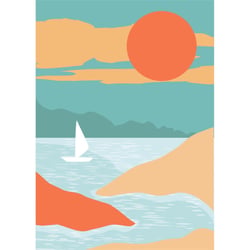Tableau sur toile illustration soleil 45x65 cm