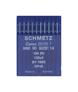 Lot de 10 Aiguilles pour machine à coudre industrielle - Dimension 90/14 - canu 20:05 1 134R/ 135x5 / DPx5 - Schmetz Bleu