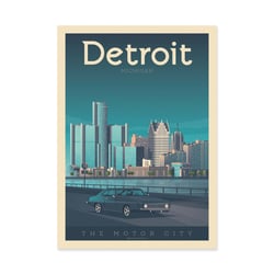 Affiche 30x40 cm - Detroit - Olahoop Travel Posters
