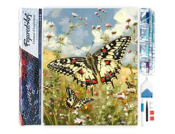 Diamond Painting Broderie Diamant Figured’Art 40x50cm toile entière roulée avec diamants carrés - Papillon Proserpine et Fleurs des Champs