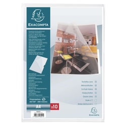 Sachet de 10 pochettes coin avec encoches polypropylène lisse rigide Haute Qualité 20/100e - A4 - Cristal - x 10 - Exacompta