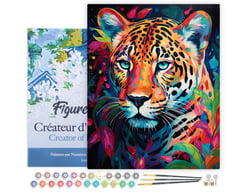 Peinture par Numéro Figured'Art avec Cadre - Léopard Coloré Abstrait - Kit de Loisir Créatif DIY Numéro d'Art Complet - 40x50cm toile tendue sur châssis