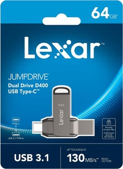 Clé usb 64Go Lexar® JumpDrive® Dual Drive D400 USB 3.1 Type-C™