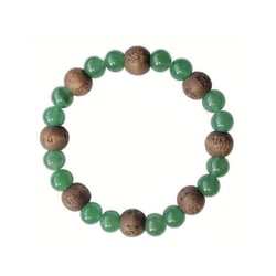 Bracelet Aventurine Verte Perles rondes 8 mm et Perles bois 1 cm - Omsaé