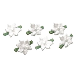 Petite fleur avec perle, 2 cm, vert / blanc, 8 pièces