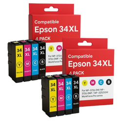 Pack de Cartouches Compatibles EPSON 34XL pour Imprimantes WF 3720DW, 3720DWF, 3725DW & WorkForce Pro 3720DW, 3720DWF, 3725DW