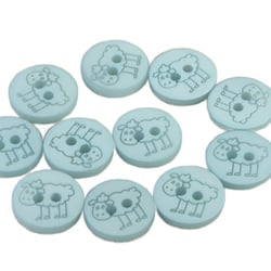 Bouton 2 trous mouton 15mm Bleu layette