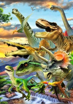 Puzzle 1000 pièces - Dino Sunset - Bluebird Puzzle