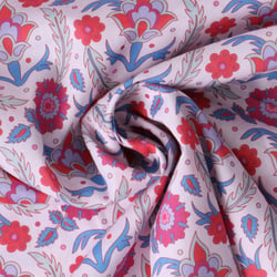Tissu Coton imprimé  indien Ishani sur fond Blanc - Au mètre