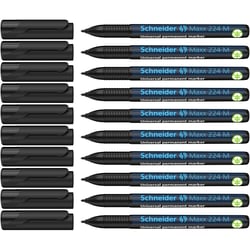 Lot de 10 marqueurs permanents pointe moyenne - SCHNEIDER - Maxx 224 - Noir