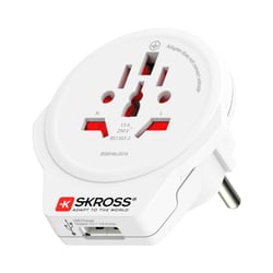 Skross Adaptateur de Voyage 16A Universel avec Port USB Blanc