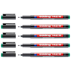 Lot de 5 marqueurs permanents - EDDING - Pointe moyenne 1 mm - Vert