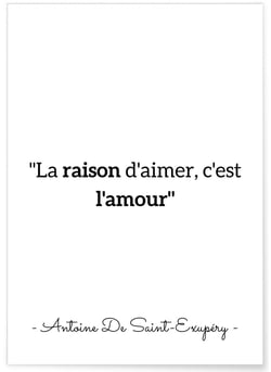 Affiche Antoine Saint-Exupéry : 'La raison d'aimer...' | A3 : 29,7x42cm