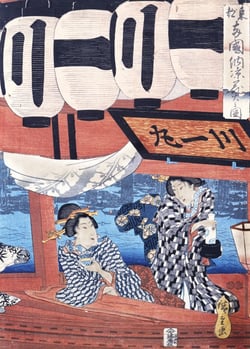 Puzzle 500 pièces - Hiroshige - Evening Cool and Fireworks at Ryogoku, 1847 - Grafika
