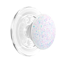 PopSockets Support Smartphone PopGrip MagSafe Fonction Stand et Selfie Effet Pailleté Blanc
