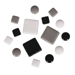 Mélange Tesselles, tons noir / blanc, 1x1cm + 2x2cm + ø12cm, Sceau 500g