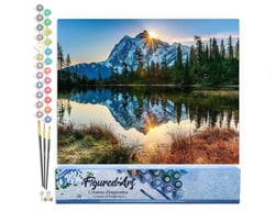 Peinture par Numéro Figured'Art - Lac et Reflet de Montagne - Kit de Loisir Créatif DIY Numéro d'Art Complet - 40x50cm sans châssis en bois