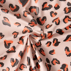 Tissu Imperméable déperlant Saian coeurs Orange sur fond Beige