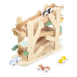 Circuit en bois le Toboggan des fourmis avec 4 voitures - Janod - Beige