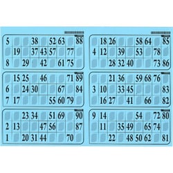 Plaque de 6 grilles de loto rigide 1mm bleu - cartons loto - lotoquine