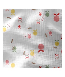 Tissu coton double gaze imprimé fruits de 135 cm de largeur 0001 Blanc vendu par 50 cm