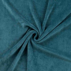 Tissu Velours côtelé lavé uni Bleu pétrole