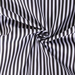 Tissu Popeline de Coton Rayures noires 5 mm sur fond Blanc